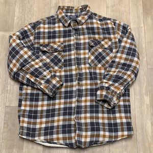 Smith’s Sherpa Flannel Button Up Workwear Plaid Shirt Jacket